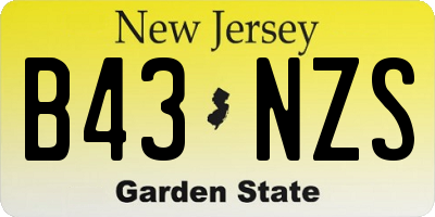 NJ license plate B43NZS