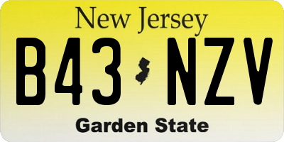 NJ license plate B43NZV