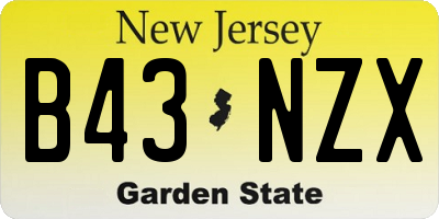 NJ license plate B43NZX