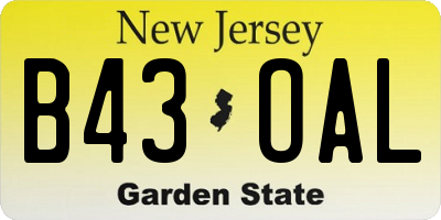 NJ license plate B43OAL