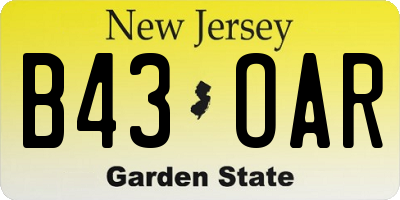 NJ license plate B43OAR