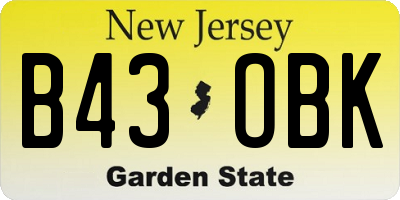 NJ license plate B43OBK