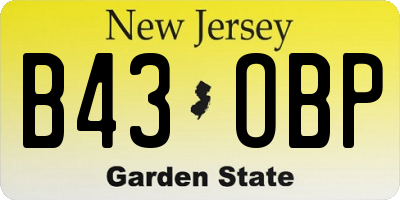 NJ license plate B43OBP