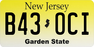 NJ license plate B43OCI