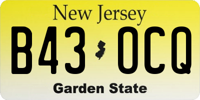 NJ license plate B43OCQ