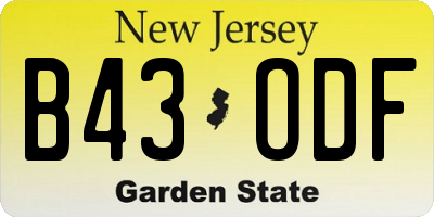 NJ license plate B43ODF