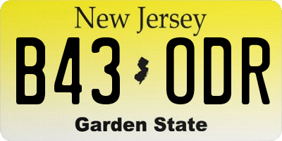 NJ license plate B43ODR