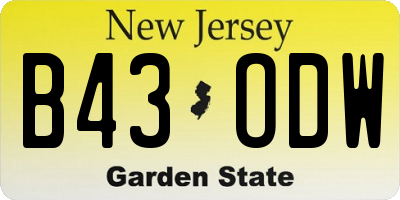 NJ license plate B43ODW
