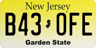 NJ license plate B43OFE