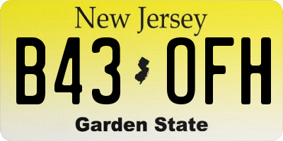 NJ license plate B43OFH