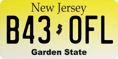 NJ license plate B43OFL