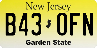 NJ license plate B43OFN