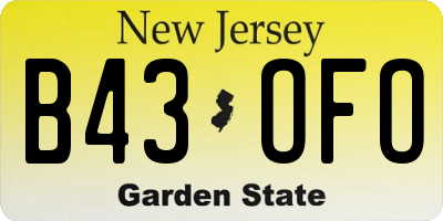 NJ license plate B43OFO