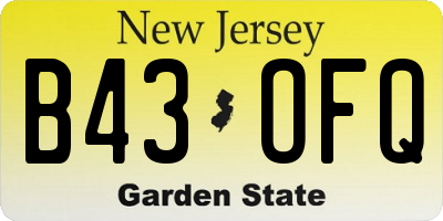 NJ license plate B43OFQ