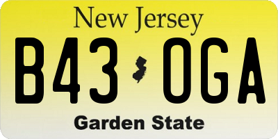 NJ license plate B43OGA