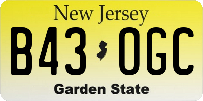 NJ license plate B43OGC