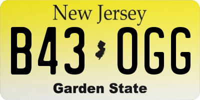 NJ license plate B43OGG