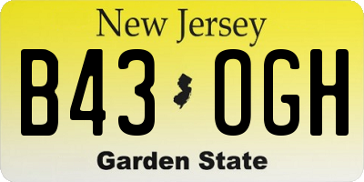 NJ license plate B43OGH