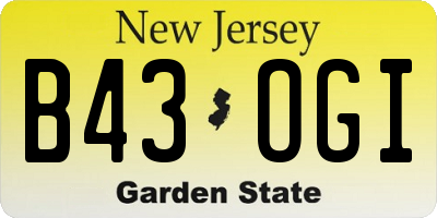 NJ license plate B43OGI