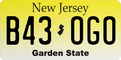NJ license plate B43OGO