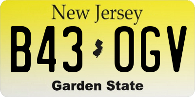 NJ license plate B43OGV