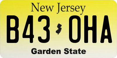 NJ license plate B43OHA