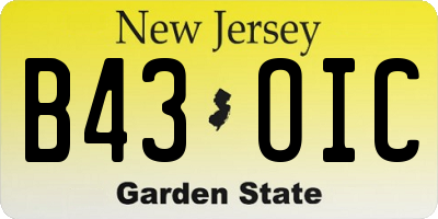 NJ license plate B43OIC