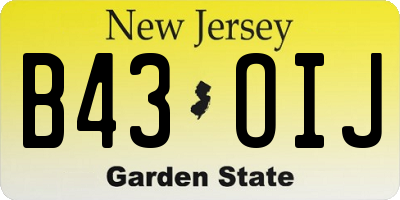 NJ license plate B43OIJ