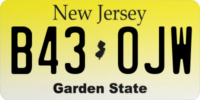 NJ license plate B43OJW