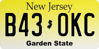 NJ license plate B43OKC