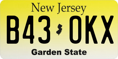 NJ license plate B43OKX