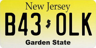 NJ license plate B43OLK