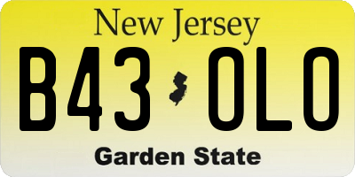 NJ license plate B43OLO