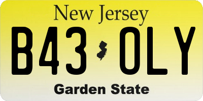 NJ license plate B43OLY