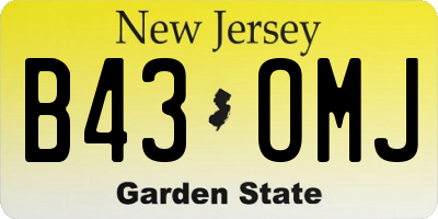 NJ license plate B43OMJ
