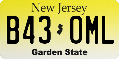 NJ license plate B43OML