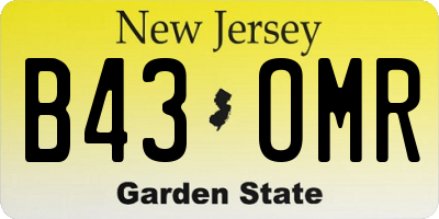 NJ license plate B43OMR