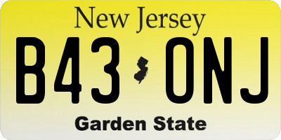 NJ license plate B43ONJ