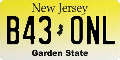 NJ license plate B43ONL