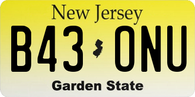 NJ license plate B43ONU