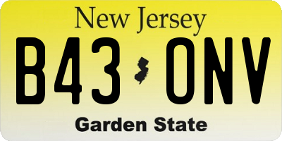 NJ license plate B43ONV