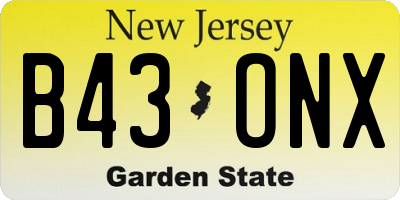 NJ license plate B43ONX