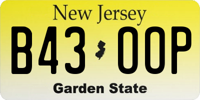 NJ license plate B43OOP