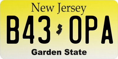 NJ license plate B43OPA