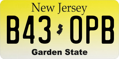 NJ license plate B43OPB