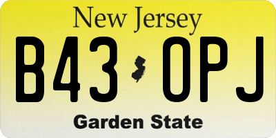 NJ license plate B43OPJ
