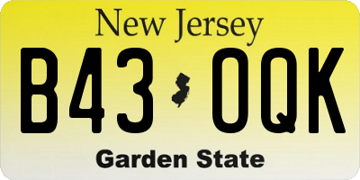 NJ license plate B43OQK