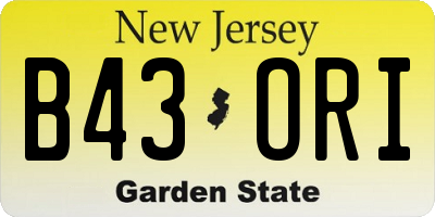 NJ license plate B43ORI