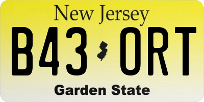 NJ license plate B43ORT