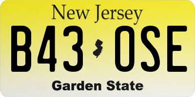 NJ license plate B43OSE